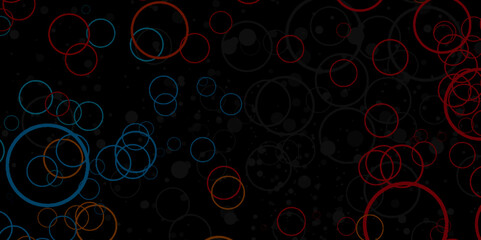 Abstract colorful Circles, Bubbles, Sphere Pattern. modern simple circular vector illustration..Dark blue, red vector background. mysterious background illuminated circles in various color.