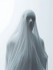Haunting Ethereal Apparition   Cinematic 3D Supernatural Visualization on Clean White Backdrop