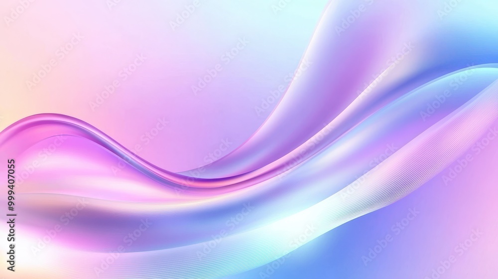 Poster Abstract background with soft gradients blending into smooth curves. Subtle shades of blue and purple creating a calming visual effect. Perfect for web design or modern branding.