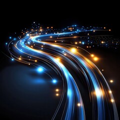 Abstract glowing lines representing data flow and connectivity, on a black background. Perfect for futuristic tech and innovation concepts.
