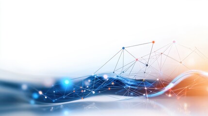 Abstract network of digital connections floating on a white background, representing data, cloud computing, and modern technology.