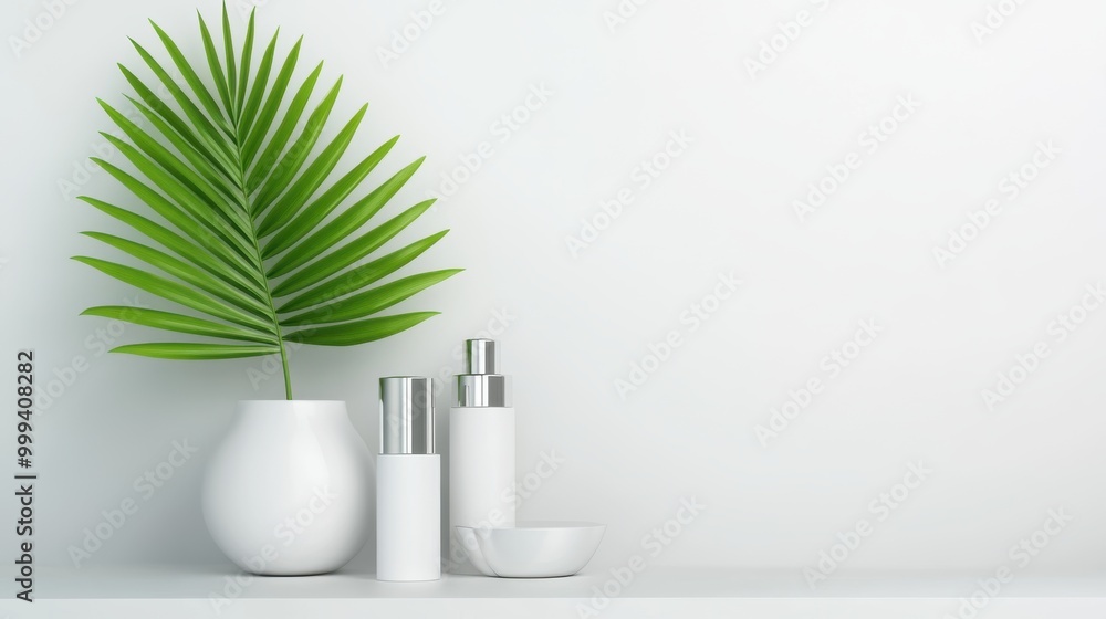 Poster bright white background with a reflective surface and sharp lighting to showcase high-end products.