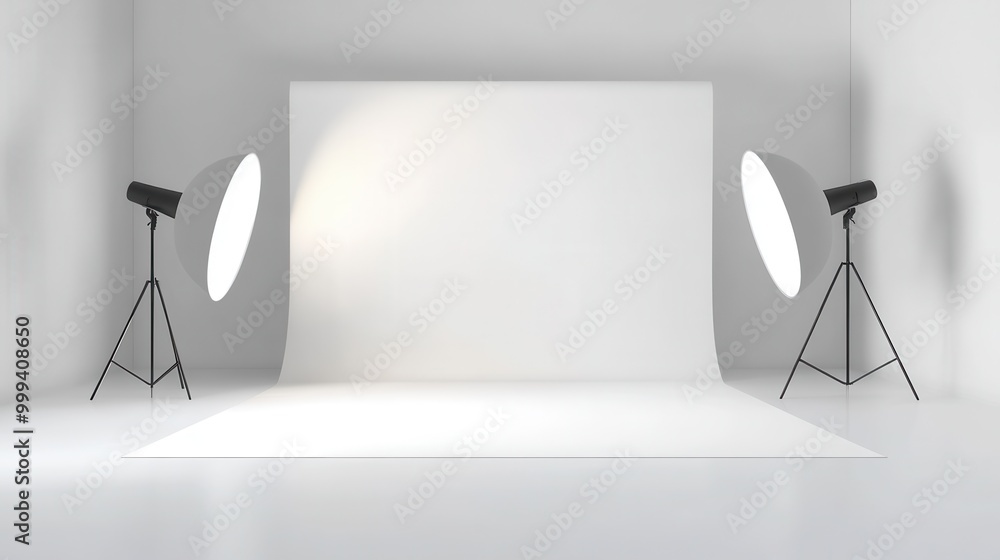 Poster clean white background with a blank central area, ideal for focusing on key messages or product desc