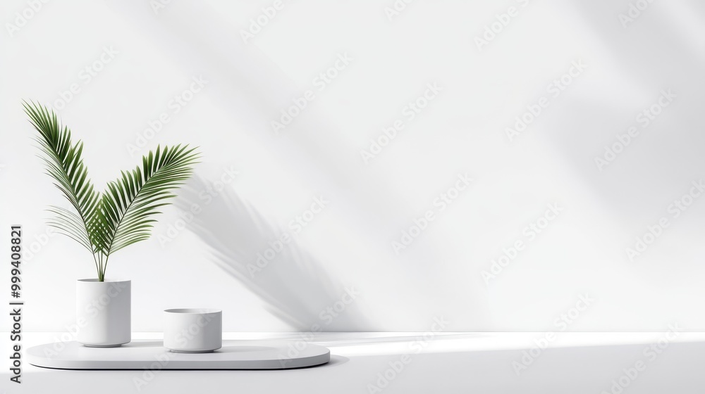 Poster clean white background with subtle shadows for a minimalist product display, ideal for online shops.