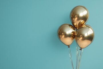 Happy New Year made of golden foil balloons on a pastel