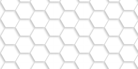 Vector abstract 3d white hexagon realistic mesh cell honeycomb texture. geometric white grid emboss hexagonal background. luxury emboss honeycomb white pattern shadow polygonal square web connection.