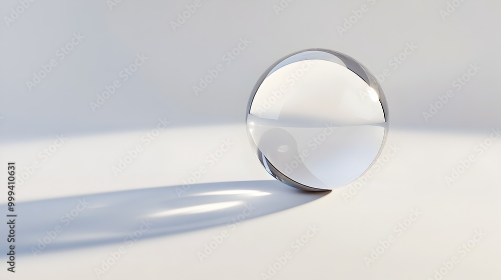 Poster mesmerizing floating crystal orb with ethereal glow on pristine white background