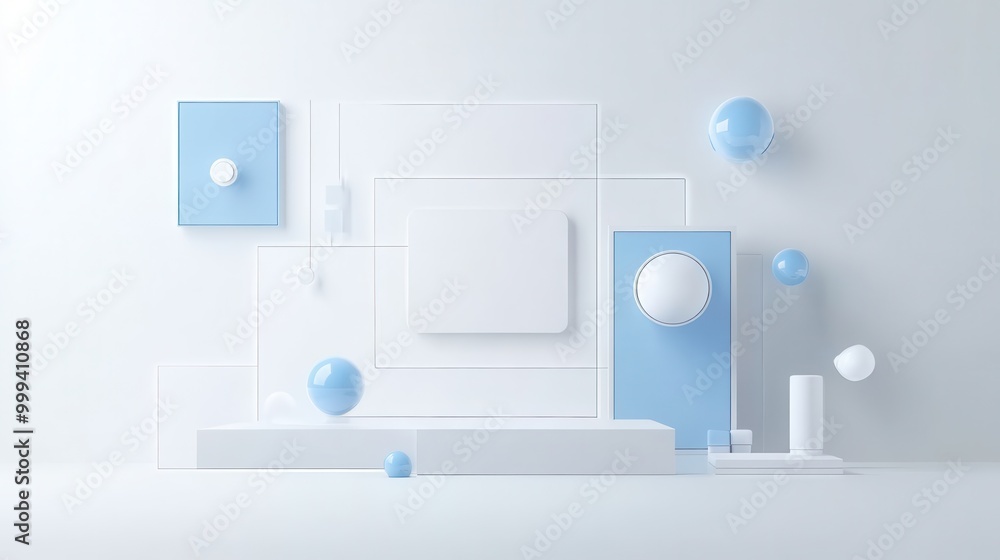 Aufkleber interactive buttons and menu designs arranged over a minimalist white backdrop for an intuitive feel