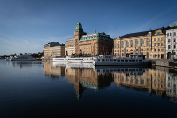 Stockholm, Sweden - 22nd of July 2023.  Stockholm harbour on an early summer morning.