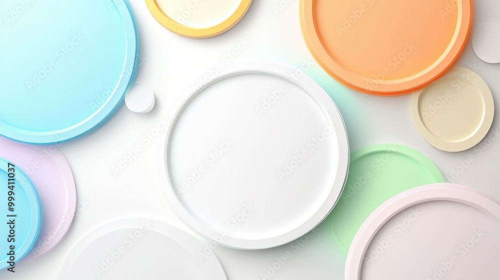 Aufkleber light pastel-colored circles overlapping on a solid white background with smooth transitions.