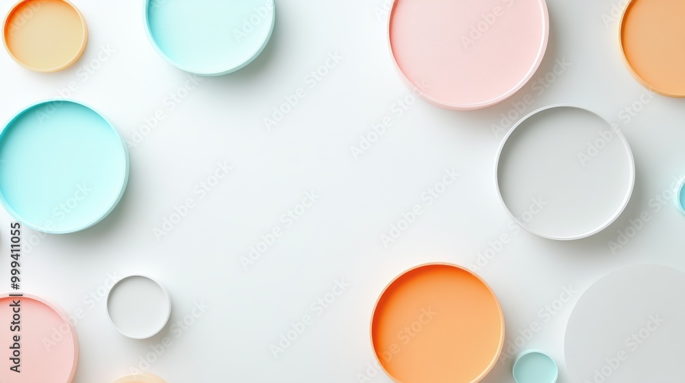 Aufkleber light pastel-colored circles overlapping on a solid white background with smooth transitions.