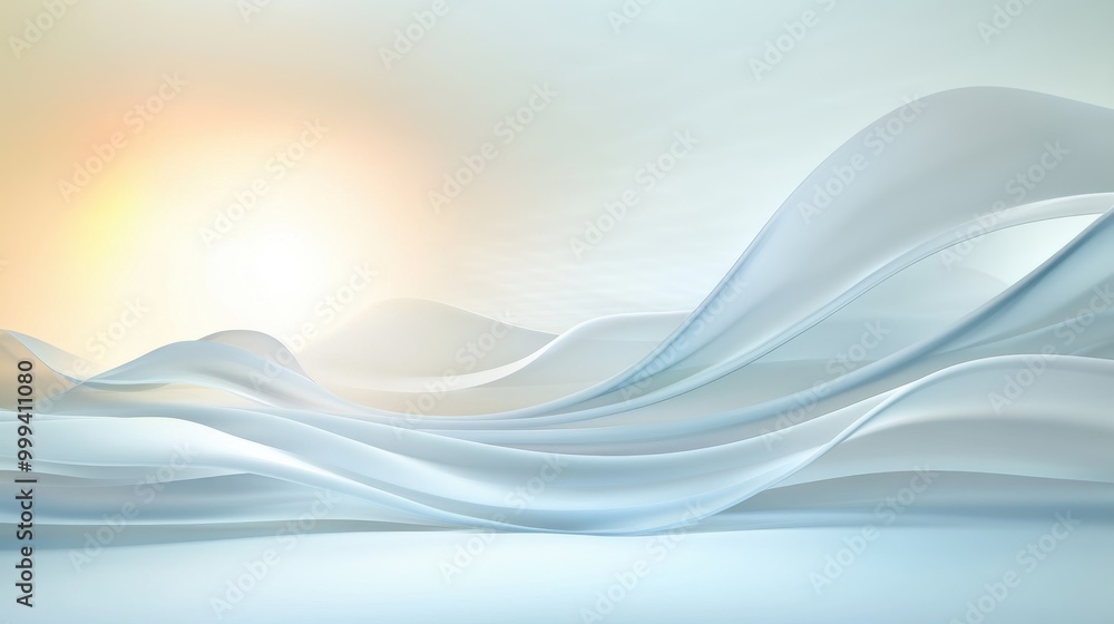 Poster light white background with faint reflections, creating a delicate and ethereal visual setting.