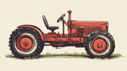 Vector logo illustration of a farm tractor