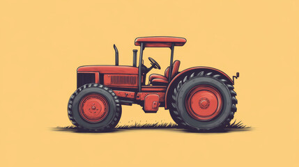 Vector logo illustration of a farm tractor