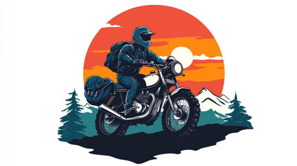 The logo showcases a rugged adventure motorcycle, depicted in a dynamic, angled perspective to convey movement and excitement