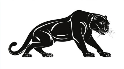 Obraz premium Vector illustration of a black silhouette of a panther. Isolated on a white background, suitable for use as a logo, mascot, or tattoo representing this predator animal