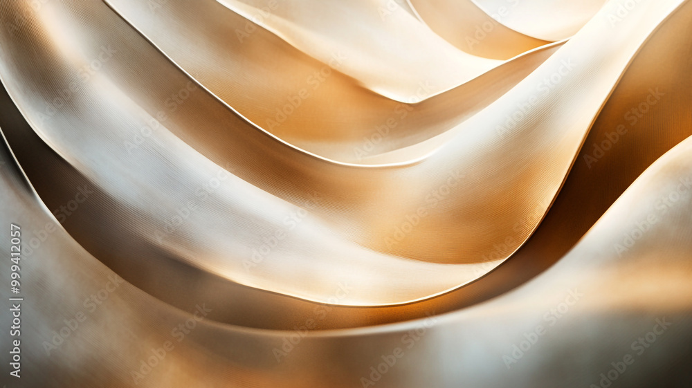 Poster flowing lines of gold and cream create an abstract texture in soft shades of elegance