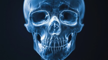 Fototapeta premium Skull x-ray film, close-up with fine bone detail, 3D illustration -