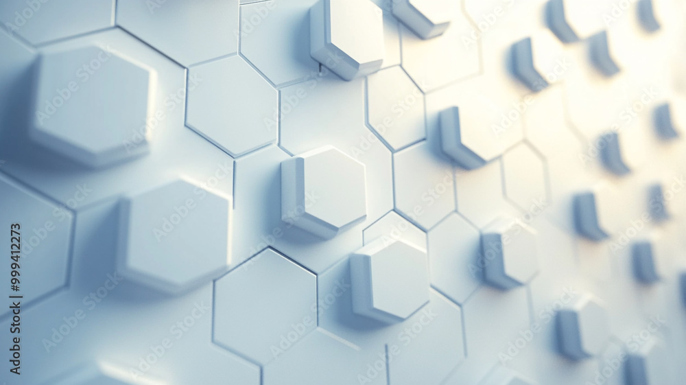 Poster abstract close-up of a textured white hexagonal wall showcasing modern design elements