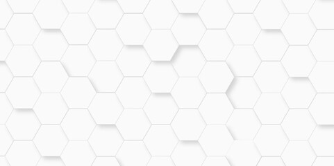 Vector abstract 3d white hexagon realistic mesh cell honeycomb texture. geometric white grid emboss hexagonal background. luxury emboss honeycomb white pattern shadow polygonal square web connection.
