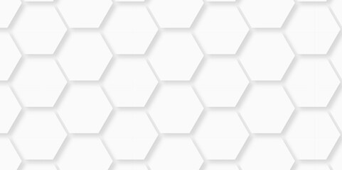 Vector abstract 3d white hexagon realistic mesh cell honeycomb texture. geometric white grid emboss hexagonal background. luxury emboss honeycomb white pattern shadow polygonal square web connection.