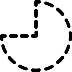 Pie Chart Icon Dash Line Style. Simple Geometric Shapes Vector Illustration.