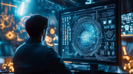 Military-grade cybersecurity protecting a defense network, with advanced firewalls and encryption protocols safeguarding sensitive data.