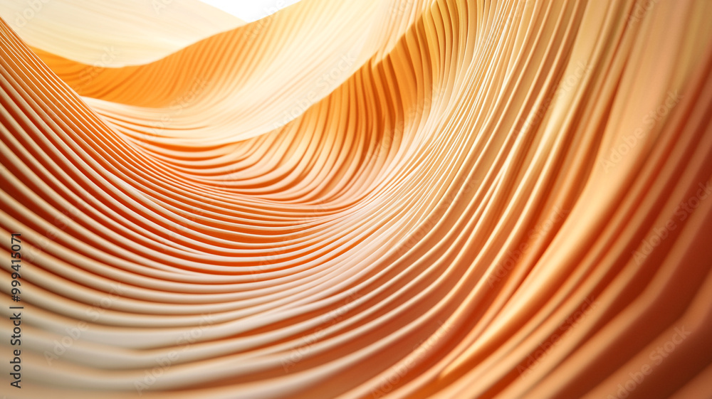 Poster colorful undulating paper waves create a soothing pattern in warm tones and soft light