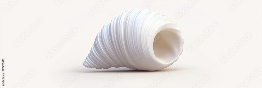 Poster a minimalistic 3d icon of a seashell, featuring smooth curves and a glossy finish, isolated against 