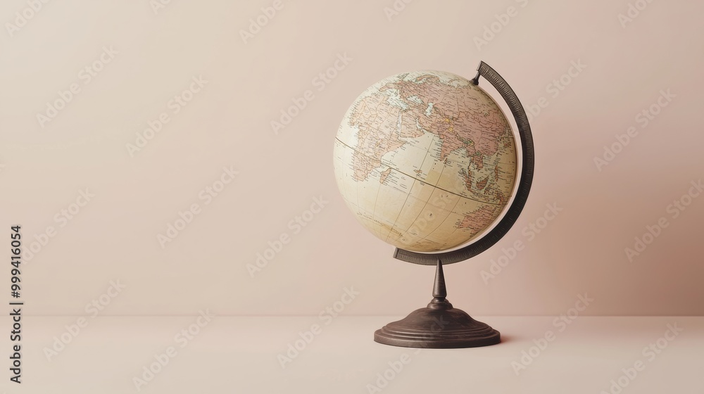 Poster a minimalistic globe design with a soft color palette, emphasizing simplicity and clarity in educati