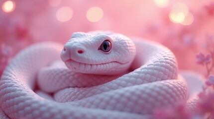 Fototapeta premium Elegant White Snake in Soft Setting