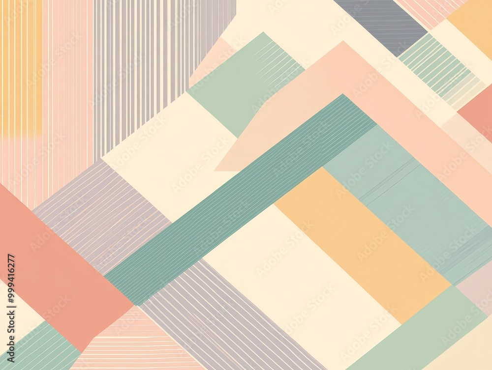 Poster minimalistic geometric pattern with clean lines and soft pastel tones as the background for an elega