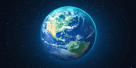 Naklejka premium A sophisticated vector graphic of Earth with a detailed map overlay, designed for educational purposes and digital platforms
