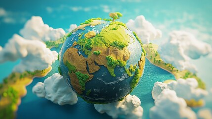 A unique 3D icon of Earth with a blend of realistic and cartoonish elements, making geography engaging for children