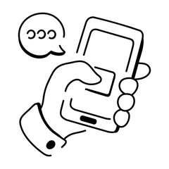 Mobile chat hand drawn style icon 

