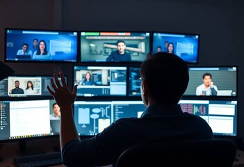 Fototapeta premium Virtual Collaboration in Modern Workspaces