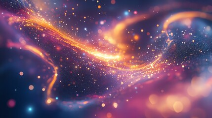 Motivational quote with a vibrant, digitally-rendered galaxy background, blending colors and lights for a cosmic effect.