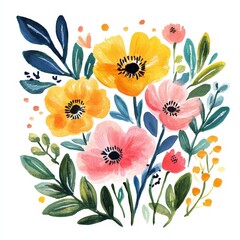 Motivational quote with a vibrant watercolor illustration of flowers in bloom, perfect for a fresh and colorful Facebook post.