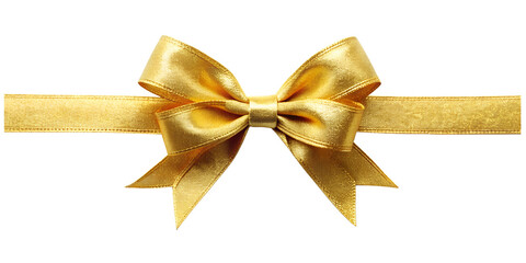 Fototapeta premium Gold satin ribbon and bow, realistic bow for decoration with transparent background