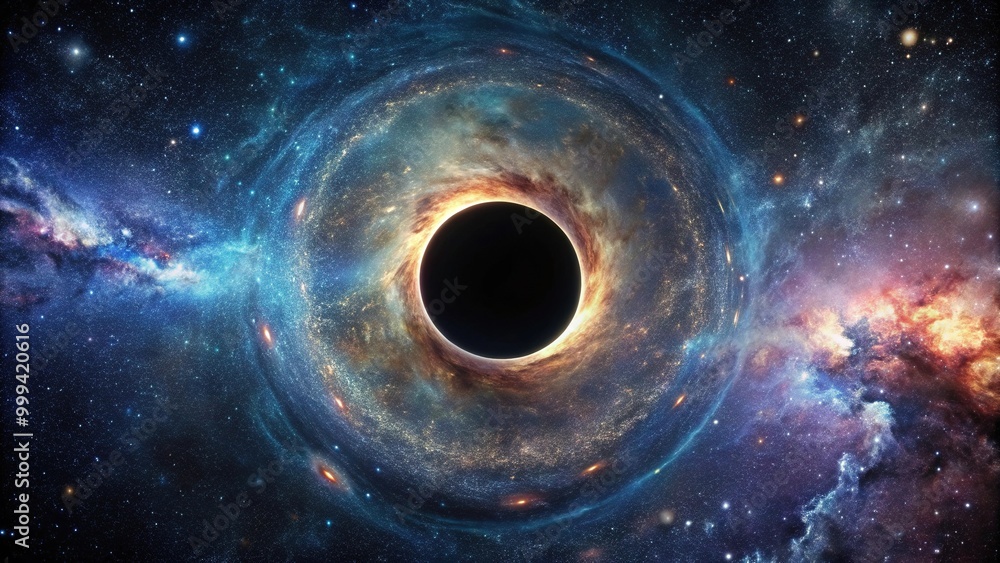 Wall mural abstract blackhole in space with minimalist design