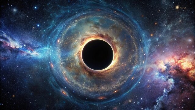 Abstract blackhole in space with minimalist design