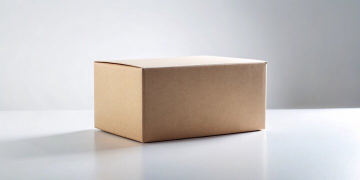 Minimalist Brown Cardboard Box on a Reflective Surface