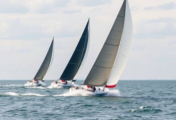 Obraz premium Sailboats Racing on Calm Waters