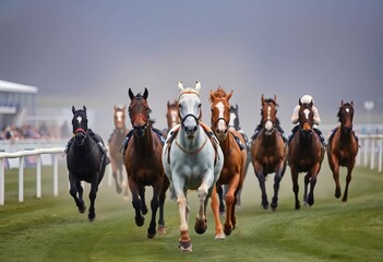 Dynamic Horse Racing Action Scene