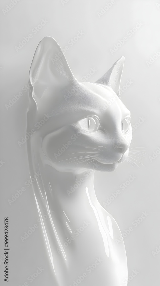 Poster captivating feline apparition mystical 3d render of a shadowy ethereal entity against a luminous bac