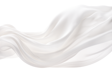 Levitation of white silk isolated on a transparent background.