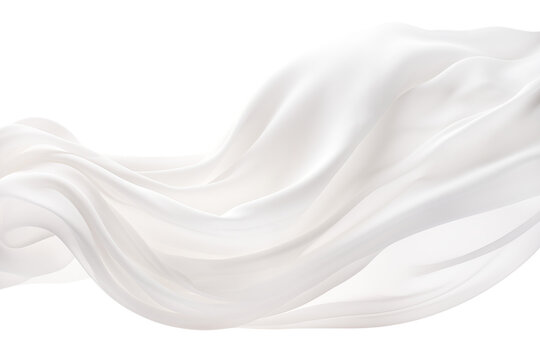 Levitation of white silk isolated on a transparent background.