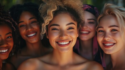 Fototapeta premium Group of smiling women together outdoors