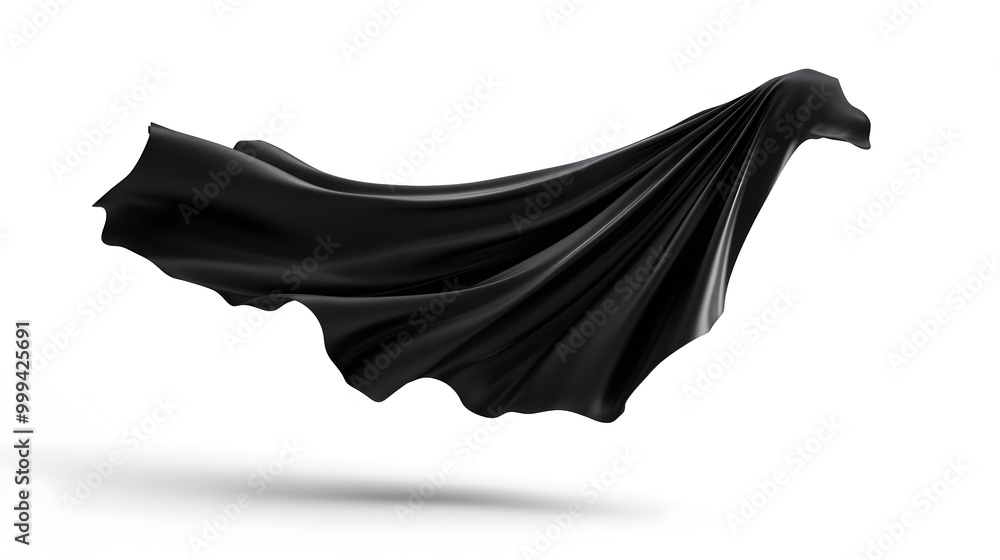 Poster ethereal floating vampire cape illuminated on pristine white backdrop