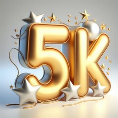 Golden 5K Celebration – 5000 Subscribers, Sales, or Milestone with Stars